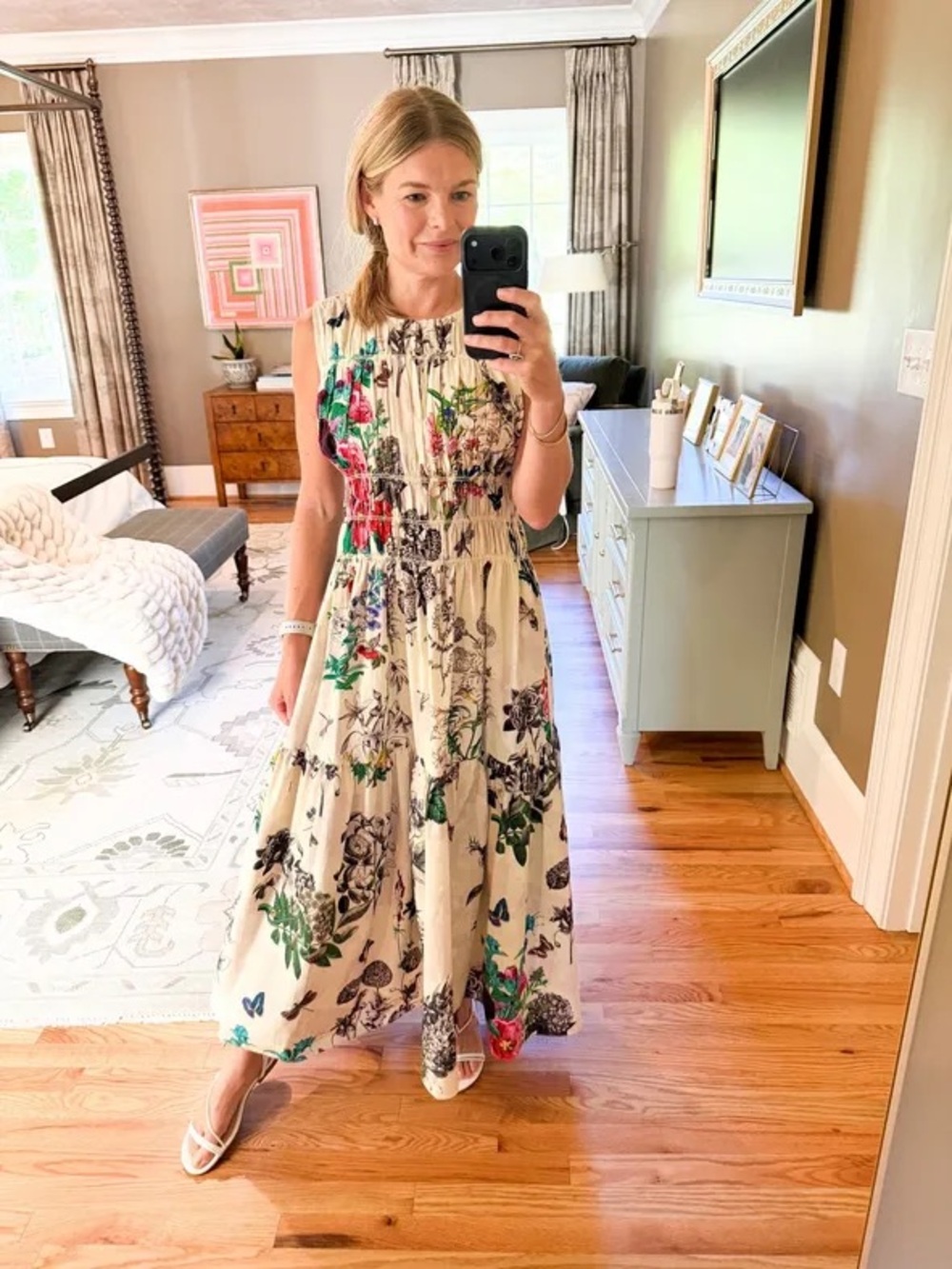 Kavita Bhartia Drop Waist Smock Maxi Dress EUC Size M